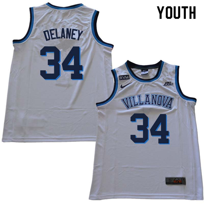2018 Youth #34 Tim Delaney Willanova Wildcats College Basketball Jerseys Sale-White